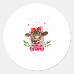 Gewoon een meisje dat van Koe houdt. Veeteelt Ronde Sticker