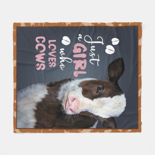 Gewoon een meisje dat van koeien houdt fleece deken (Voorkant (Horizontaal))