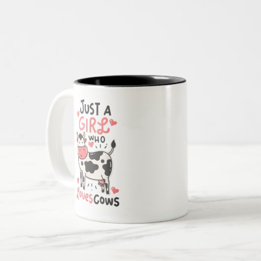 Gewoon een meisje dat van Koeien houdt, Funny Cute Tweekleurige Koffiemok (Voorkant links)