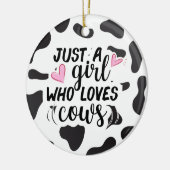 Gewoon een meisje dat van koeien houdt keramisch ornament (Links)