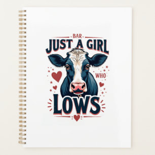 Gewoon een meisje dat van koeien houdt Retro neon  Planner