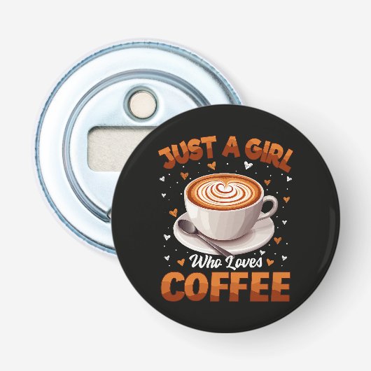 Gewoon een meisje dat van koffie houdt button flesopener (Voorkant)