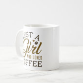 Gewoon een meisje dat van koffie houdt koffiemok (Voorkant links)