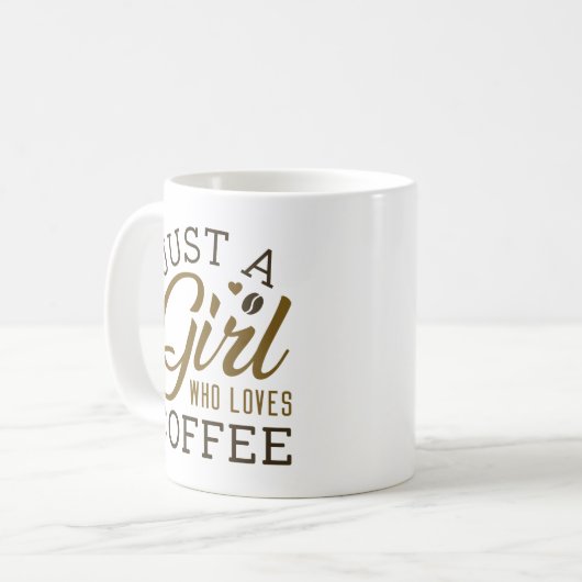 Gewoon een meisje dat van koffie houdt koffiemok (Voorkant links)