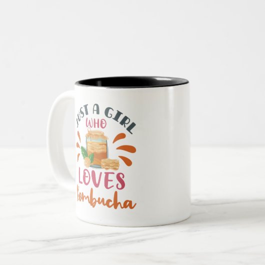 Gewoon een meisje dat van Kombucha Tea houdt Tweekleurige Koffiemok (Voorkant links)