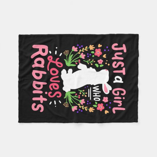 Gewoon een meisje dat van konijnen houdt fleece deken (Voorkant (Horizontaal))