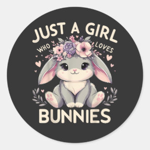 Gewoon Een Meisje Dat Van Konijnen Houdt Ronde Sticker