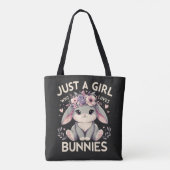 Gewoon een meisje dat van konijnen houdt tote bag (Achterkant)