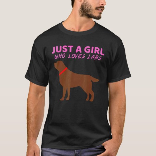 Gewoon een meisje dat van labs Cute Chocolate Lab T-shirt (Voorkant)