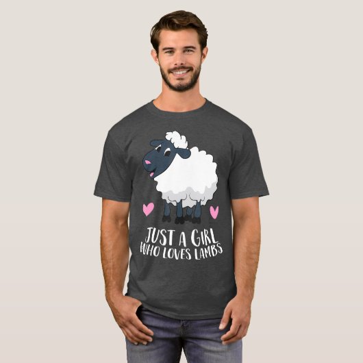 Gewoon een meisje dat van Lambs Cute Sheep Girl ho T-shirt (Voorkant volledig)