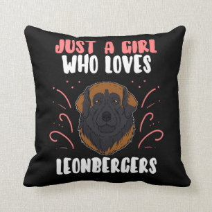 Gewoon een meisje dat van Leonberger Dog Gift houd Kussen
