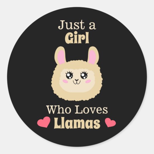 Gewoon een meisje dat van Llamas houdt Ronde Sticker (Voorkant)