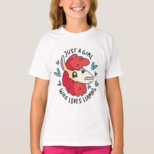 Gewoon een meisje dat van Llamas houdt T-shirt (Voorkant)