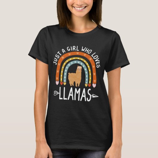 Gewoon een meisje dat van Llamas Rainbow llama Lov T-shirt (Voorkant)