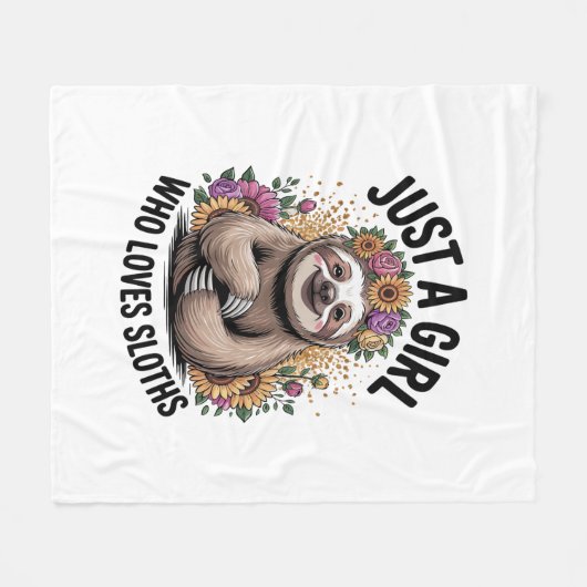 gewoon een meisje dat van luiaards houdt fleece deken (Voorkant (Horizontaal))