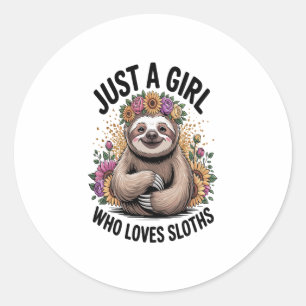 gewoon een meisje dat van luiaards houdt ronde sticker