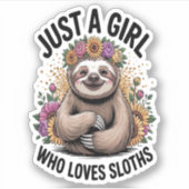 gewoon een meisje dat van luiaards houdt sticker (Voorkant)