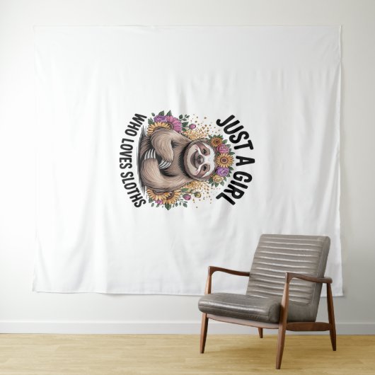 gewoon een meisje dat van luiaards houdt wandkleed (In Situ (horizontaal))