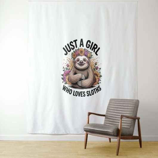 gewoon een meisje dat van luiaards houdt wandkleed (In situ)