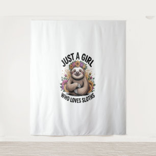 gewoon een meisje dat van luiaards houdt wandkleed