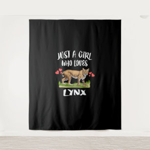 Gewoon een meisje dat van Lynx dierlijk kat houdt Wandkleed