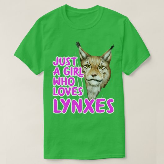 Gewoon een meisje dat van lynxen houdt t-shirt (Design voorkant)