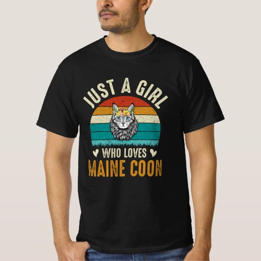 Gewoon een meisje dat van Maine Coon houdt T-shirt (Voorkant)