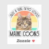 Gewoon een meisje dat van Maine Coons houdt Sticker (Vel)