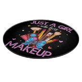 Gewoon een meisje dat van make-up houdt snijplank (Hoek)