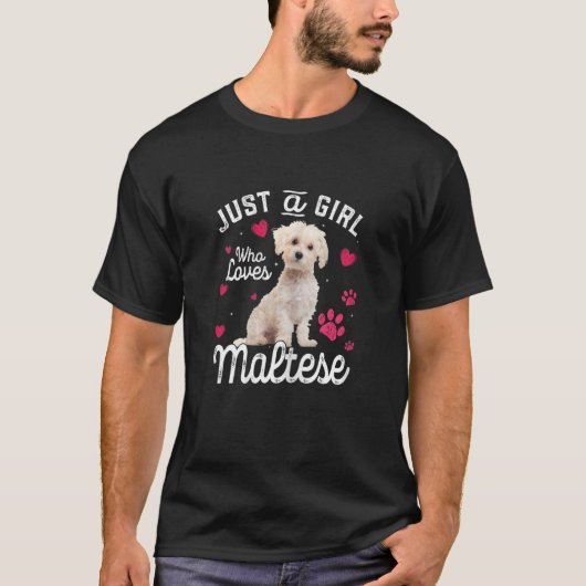 Gewoon een meisje dat van Malteese honden houdt T-shirt (Voorkant)