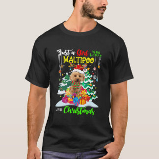 Gewoon een meisje dat van Maltipoo en Kerstman hou T-shirt