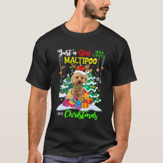 Gewoon een meisje dat van Maltipoo en Kerstman hou T-shirt