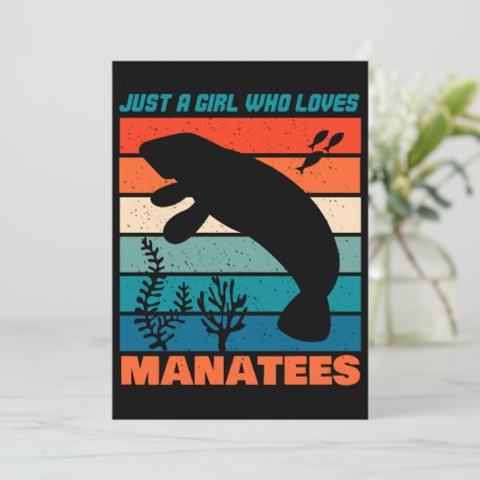 Gewoon een meisje dat van Manatees Retro Animal ho Kaart (Staand voorkant)