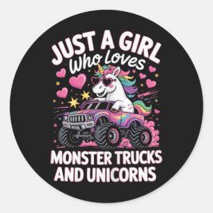 Gewoon een meisje dat van Monster Trucks houdt en  Ronde Sticker