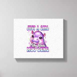 Gewoon een meisje dat van Moo Deng Schattige Baby Canvas Afdruk