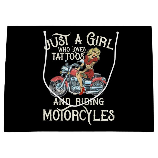Gewoon een meisje dat van motorfietsen houdt, grap groot cadeauzakje (Voorkant)