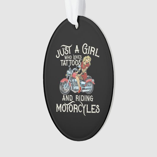 Gewoon een meisje dat van motorfietsen houdt, grap ornament (voorkant)
