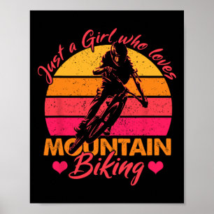 Gewoon een meisje dat van mountainbiken fietsen ho poster