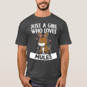 Gewoon een meisje dat van Mules Cute Donkey Mule h T-shirt (Voorkant)
