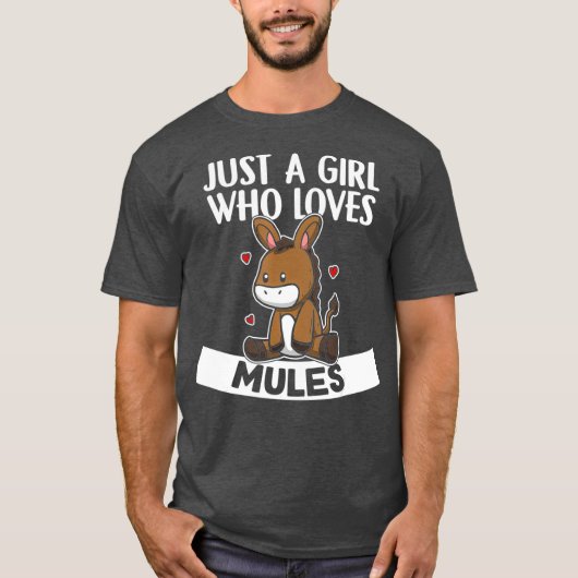Gewoon een meisje dat van Mules Cute Donkey Mule h T-shirt (Voorkant)