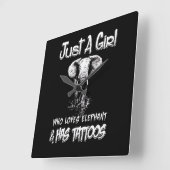 Gewoon een meisje dat van olifant houdt en Tattoos Vierkante Klok (Hoek)