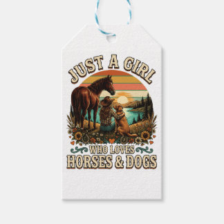 Gewoon een meisje dat van paarden en honden houdt cadeaulabel