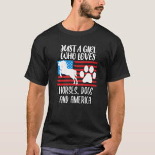 Gewoon Een Meisje Dat Van Paarden Honden & Amerika T-shirt