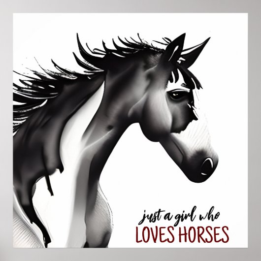 Gewoon een meisje dat van Paarden houdt Abstracte Poster (Voorkant)