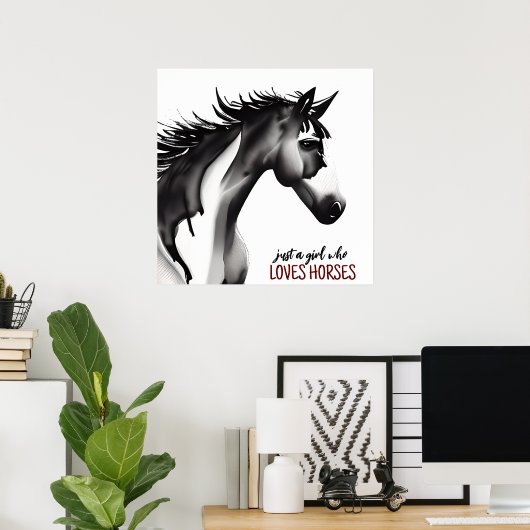 Gewoon een meisje dat van Paarden houdt Abstracte Poster (Thuiskantoor)