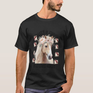 Gewoon een meisje dat van paarden houdt bloem t-shirt