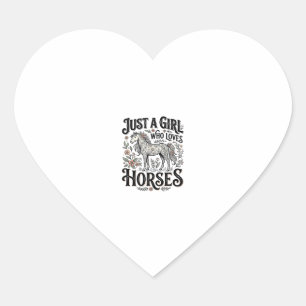 Gewoon een meisje dat van paarden houdt, bloemig v hart sticker