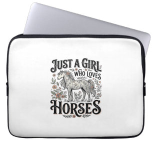 Gewoon een meisje dat van paarden houdt bloemige v laptop sleeve