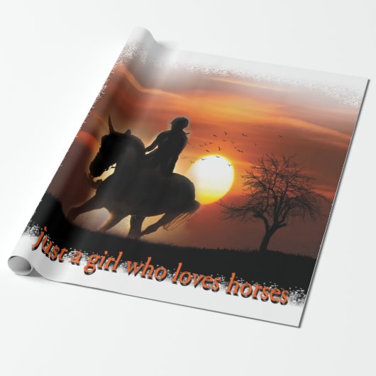 gewoon een meisje dat van paarden houdt cadeaupapier (Uitgerold)