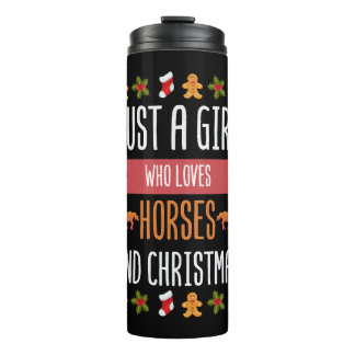 Gewoon een meisje dat van paarden houdt en kerstdr thermosbeker